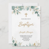 baptism invitation with elegant floral  (Devant)