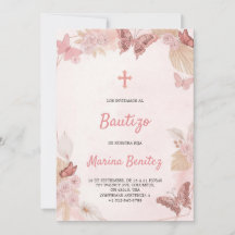 Baptism invitation with floral design