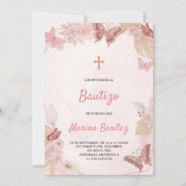 Baptism invitation with floral design  kaart