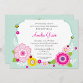 BAPTISM INVITATIONS :: thème du jardin 2 (Devant / Derrière)