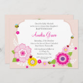 BAPTISM INVITATIONS :: thème jardin 3 (Devant / Derrière)