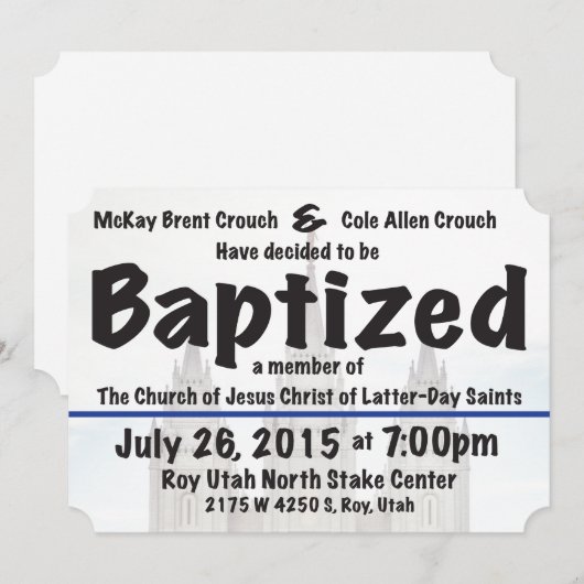 Baptism Invite Kaart (Voorkant / Achterkant)