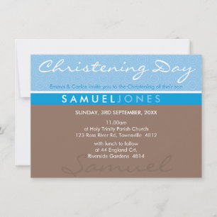 BAPTISM INVITE moderne eenvoudige groovy blauwe mo Kaart