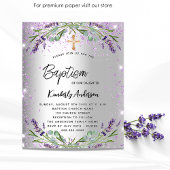Baptism lavender Silver violet budget uitnodiging