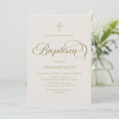 Baptism modern boho gold marfil invitation kaart (Staand voorkant)