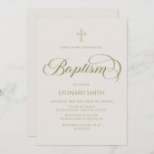 Baptism modern boho gold marfil invitation kaart (Voorkant / Achterkant)