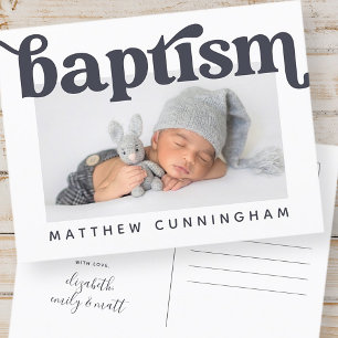 Baptism Modern Bold Simple Photo Hartelijk dank Aankondigingskaart