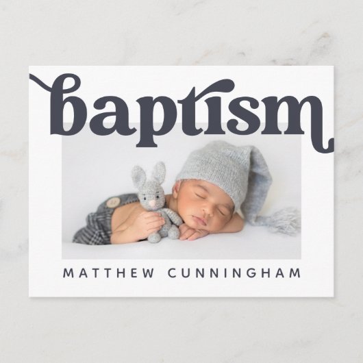 Baptism Modern Bold Simple Photo Hartelijk dank Aankondigingskaart (Voorkant)