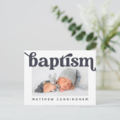 Baptism Modern Bold Simple Photo Hartelijk dank Aankondigingskaart (Staand voorkant)