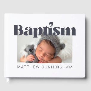 Baptism Modern Bold Simple Photo Hartelijk dank Gastenboek