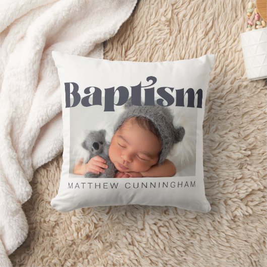 Baptism Modern Bold Simple Photo Hartelijk dank Kussen (Deken)