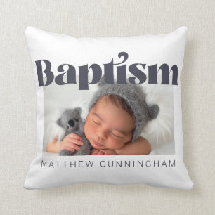 Baptism Modern Bold Simple Photo Hartelijk dank Kussen