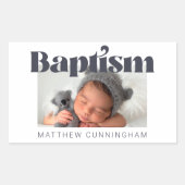 Baptism Modern Bold Simple Photo Hartelijk dank Rechthoekige Sticker (Voorkant)