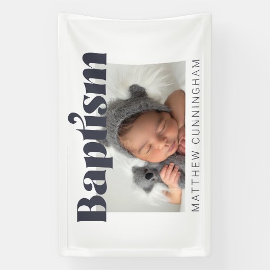 Baptism Modern Bold Simple Photo Hartelijk dank Spandoek (Verticaal)