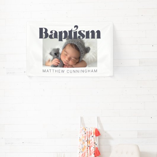 Baptism Modern Bold Simple Photo Hartelijk dank Spandoek (Insitu)