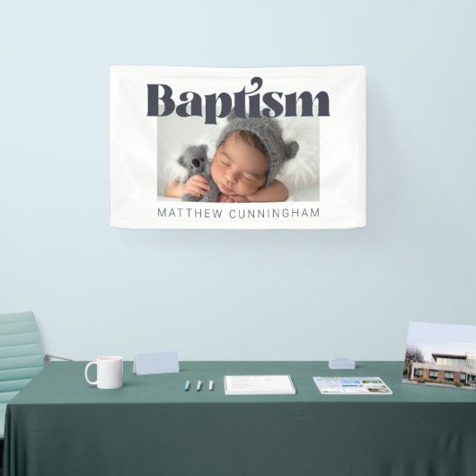 Baptism Modern Bold Simple Photo Hartelijk dank Spandoek (Beurs)