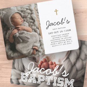 Baptism Modern Minimalist Preppy Photos Kaart