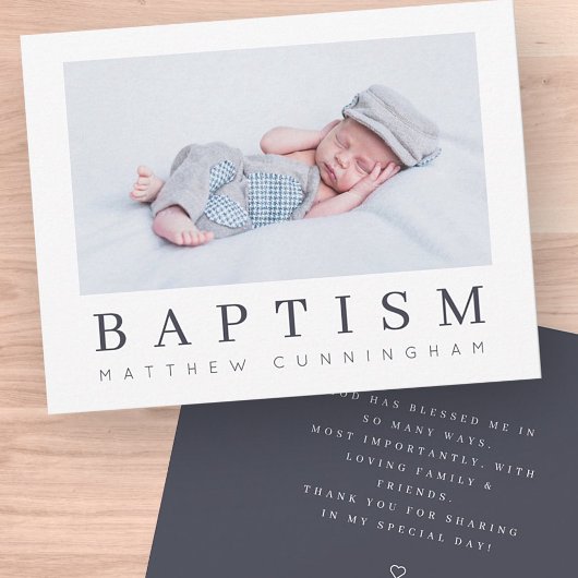 Baptism Modern minimalistische aangepaste foto Bedankkaart