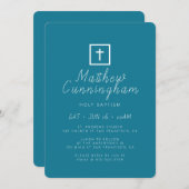 Baptism Modern Simple Minimalist Black Cross Kaart (Voorkant / Achterkant)