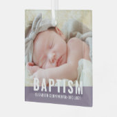 Baptism Moderne Eenvoudige aangepaste Baby foto Glas Ornament (Voorkant links)
