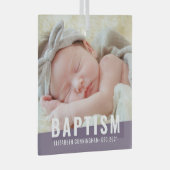 Baptism Moderne Eenvoudige aangepaste Baby foto Glas Ornament (Voorkant Rechts)