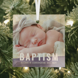 Baptism Moderne Eenvoudige aangepaste Baby foto Glas Ornament