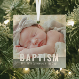 Baptism Moderne Eenvoudige aangepaste Baby foto Glas Ornament
