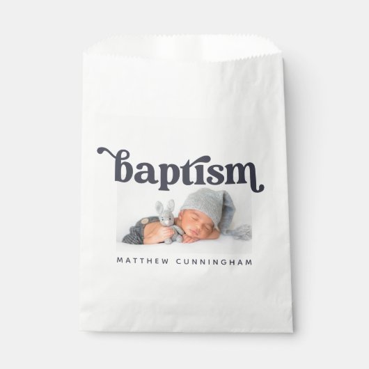 Baptism Moderne, eenvoudige aangepaste foto Bedankzakje (Voorkant)
