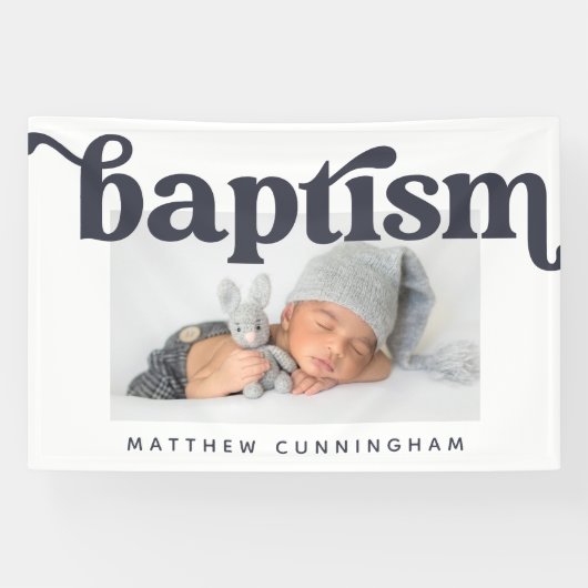 Baptism Moderne, eenvoudige aangepaste foto Spandoek (Horizontaal)