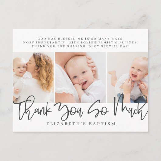Baptism Moderne Eenvoudige foto Foto bedankt Briefkaart (Voorkant)