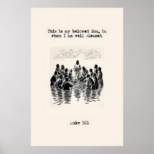 Baptism of Jesus Art Print Scripture Illustration (Voorkant)