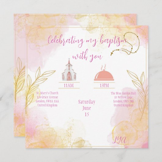 Baptism or Communion invitation  (Devant / Derrière)