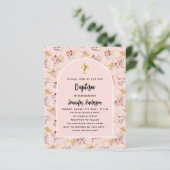 Baptism pampas florals roos budget uitnodiging (Staand voorkant)