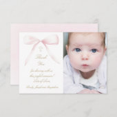 Baptism pink bow thank you card kaart (Voorkant / Achterkant)