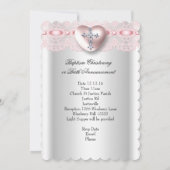 Baptism Pink Silver Photo Heart Cross Girl Kaart (Achterkant)