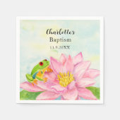Baptism Pink Waterlily & Tree Frog Servet (Voorkant)