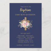 Baptism-programma - Floral Cross BLUE Gold Programma (Voorkant)