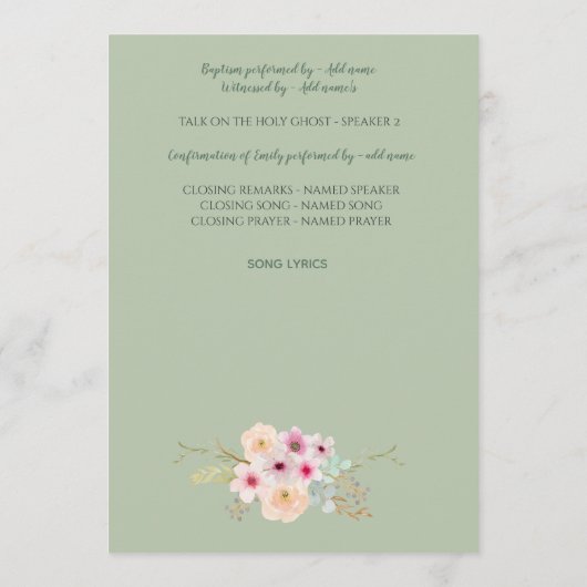 Baptism-programma - Floral Cross - Boy of Girl Programma (Achterkant)
