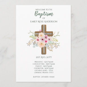 Baptism-programma - Floral Cross - Boy of Girl Programma