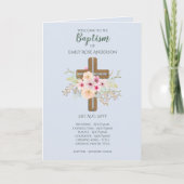BAPTISM-programma van 4 pagina's - Floral Cross Bl Programma (Voorkant)