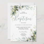 Baptism Rustic Greenery Leafy Foliage Kaart (Voorkant)