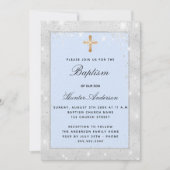 Baptism Silver Blue Boy sparkles script luxe Kaart (Voorkant)