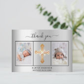 Baptism Silver Fotoscriptie Bedankkaart (Staand voorkant)