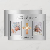 Baptism Silver Fotoscriptie Bedankkaart (Voorkant / Achterkant)