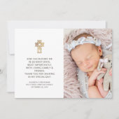 Baptism Simple and Moderne Photo Cross Hartelijk d Bedankkaart (Voorkant)