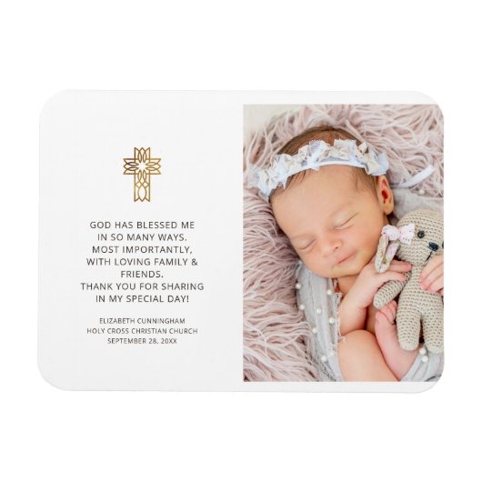 Baptism Simple and Moderne Photo Cross Hartelijk d Magneet (Horizontaal)
