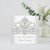 Baptism Tiara Silver White Pearl Diamond Kaart (Staand voorkant)