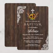 Baptism-uitnodiging | Boho Sunflower Antlers Lace Kaart (Voorkant / Achterkant)
