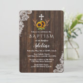 Baptism-uitnodiging | Boho Sunflower Antlers Lace Kaart (Staand voorkant)