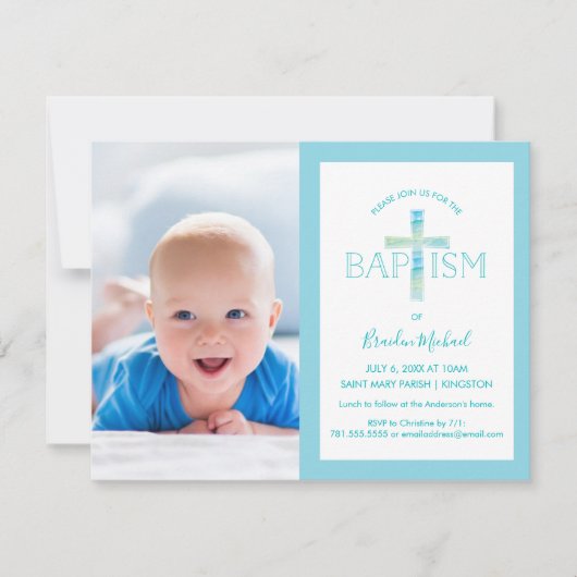 Baptism Uitnodiging - Jongen's Foto uitnodigen (Voorkant)